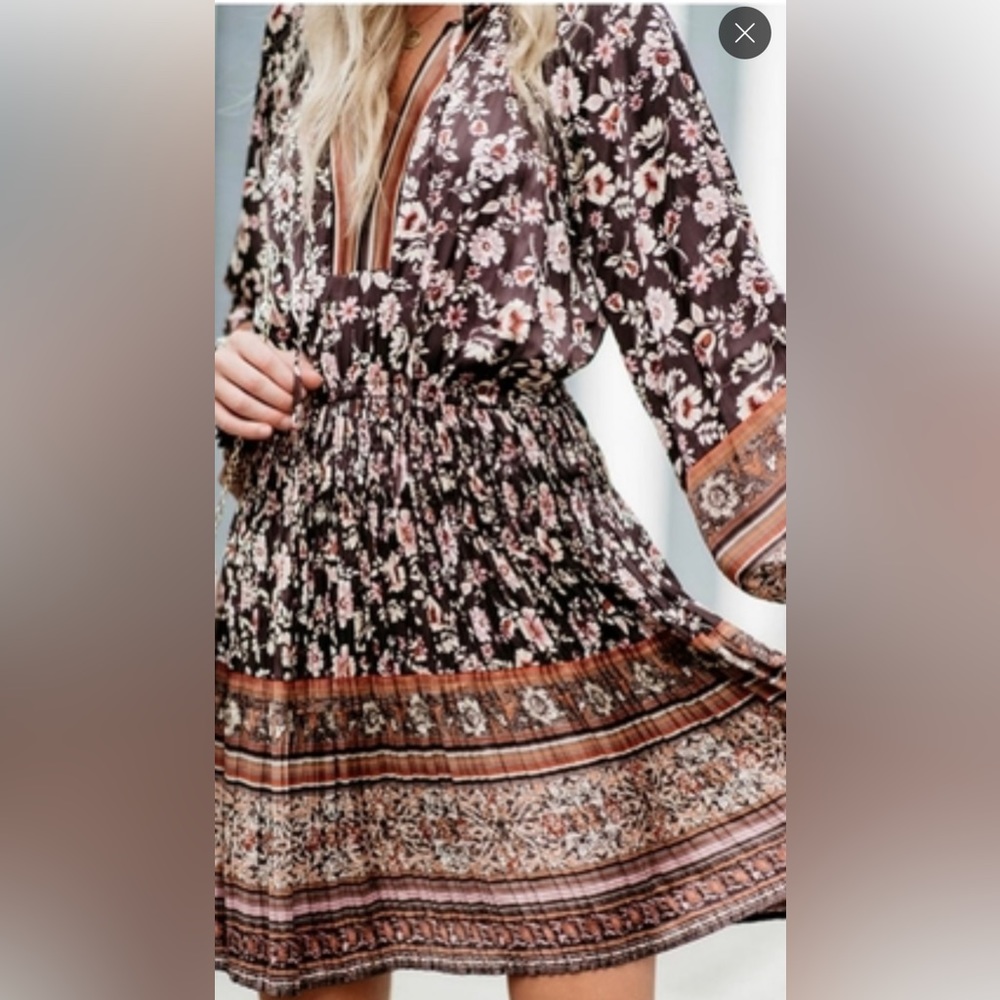 Anthropologie brown long sleeved dress perfect for fall!
